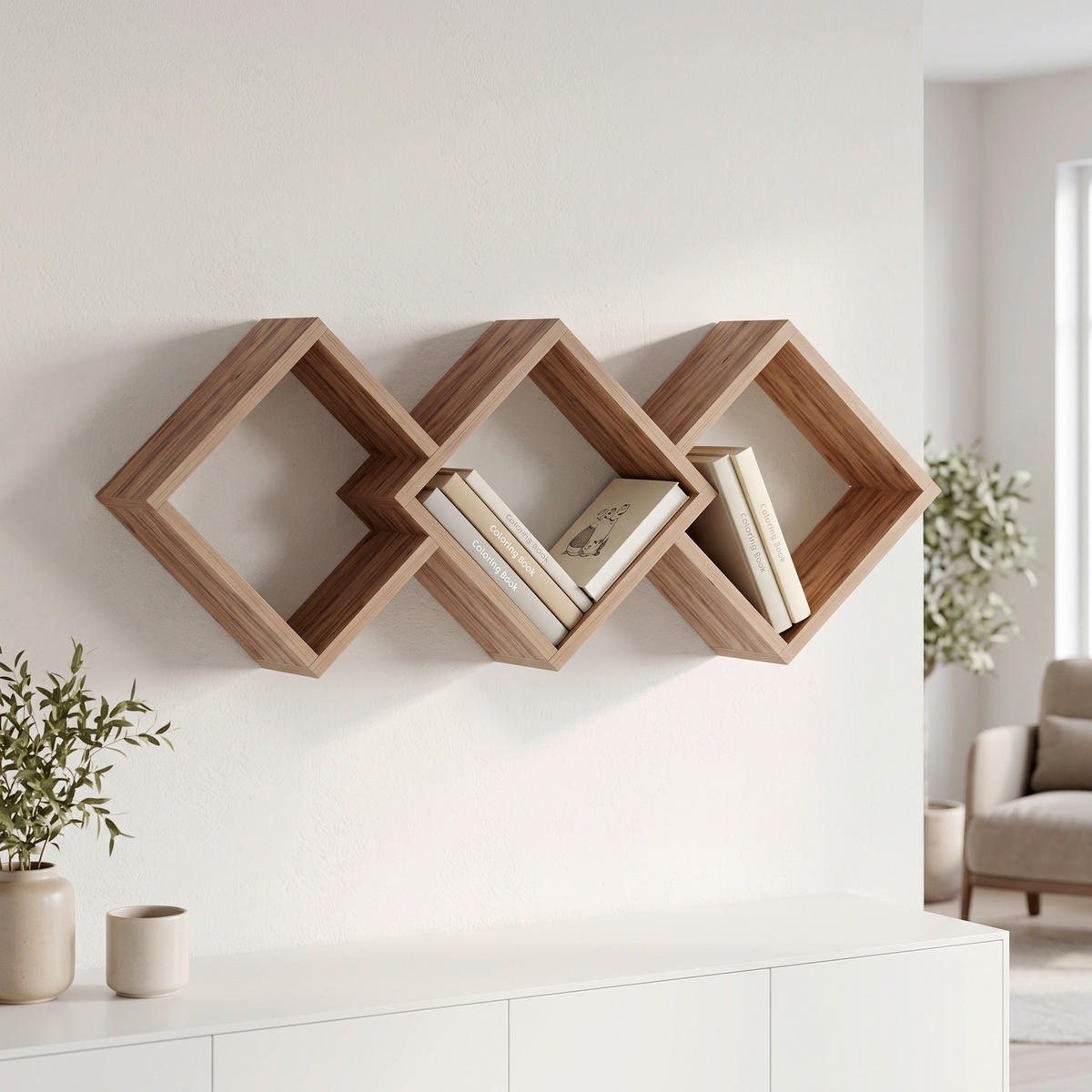 WANDREGAL  - Kieferfarben, Design, Holzwerkstoff (102/42/20cm) - Livetastic