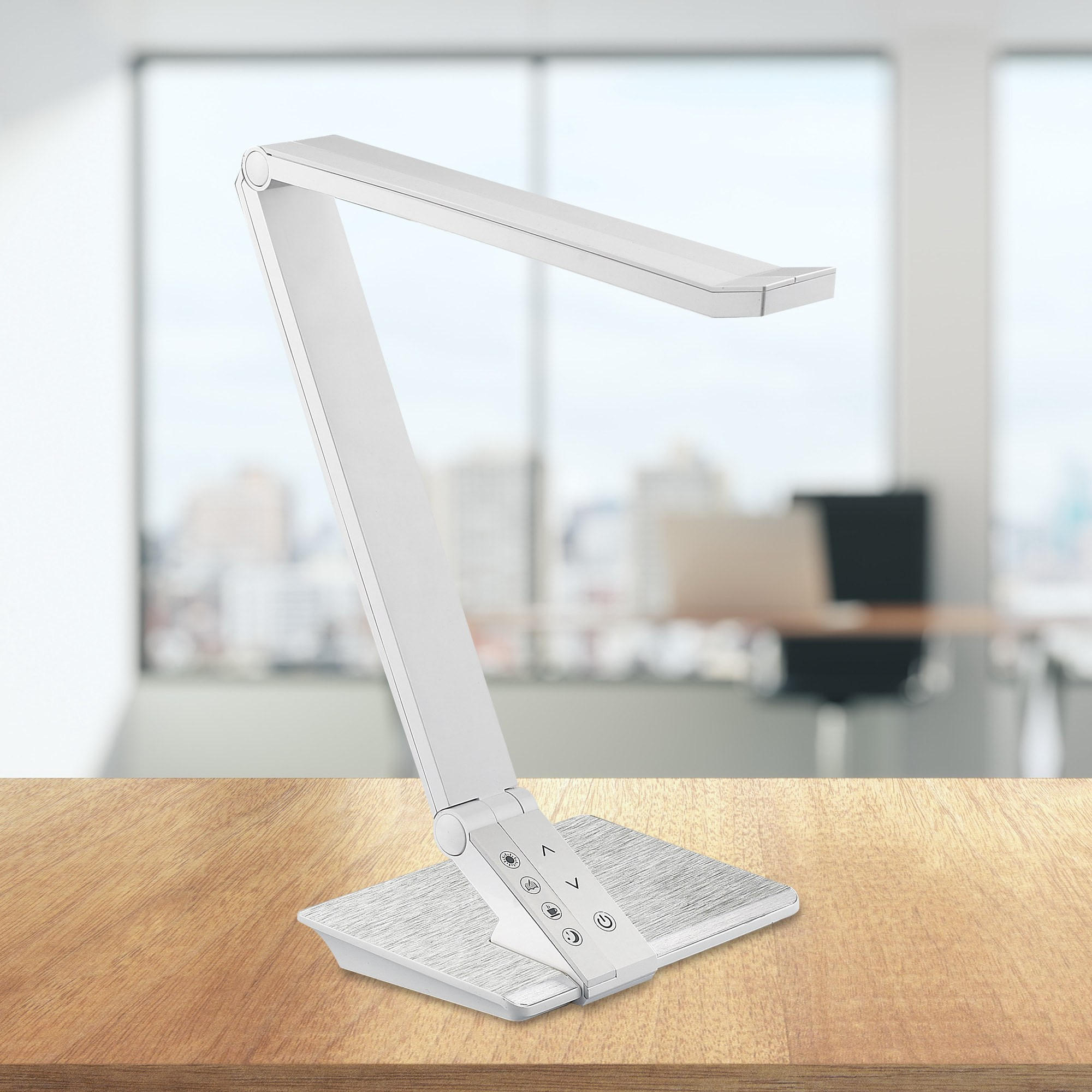 LED ÍRÓASZTALI LÁMPA - ezüst/fehér, Basics, műanyag (40.2/33.5/33.5cm)