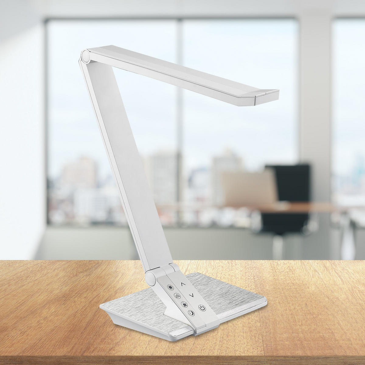 LED ÍRÓASZTALI LÁMPA - ezüst/fehér, Basics, műanyag (40.2/33.5/33.5cm)