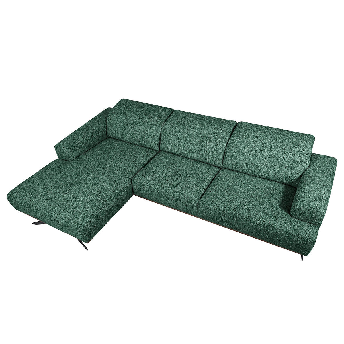 ECKSOFA PORTLAND in Struktur Grün Kopfteilverstellung  187/295 cm  - Schwarz/Grün, Design, Holz/Textil (187/295cm) - Livetastic