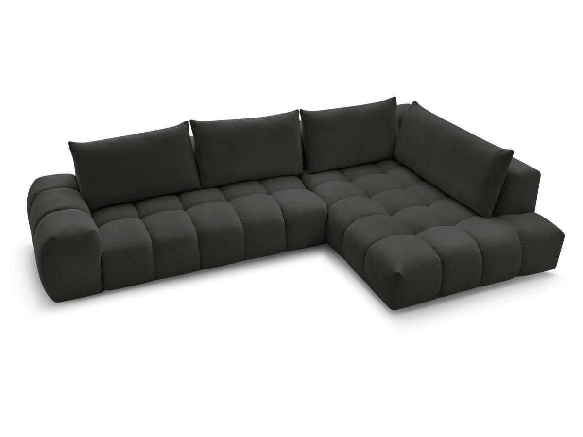 ECKSOFA Ottomane rechts  EVEREST Schwarz Struktur  - Schwarz, MODERN, Kunststoff/Textil (352/210cm)