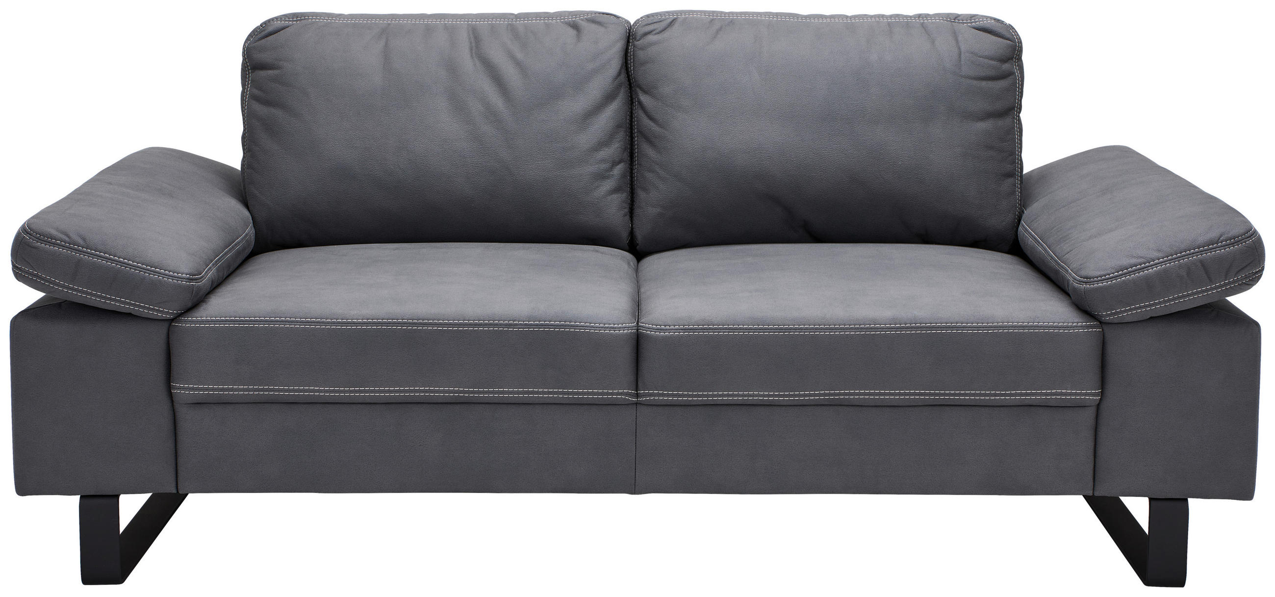 2-SITZER-SOFA Mikrofaser Grau  - Beige/Schwarz, Design, Textil/Metall (194/86/97cm) - Hom`in
