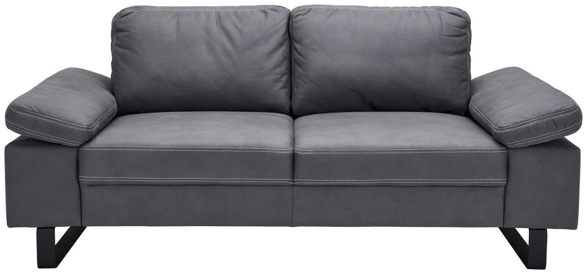 2-SITZER-SOFA in Mikrofaser Grau  - Beige/Schwarz, Design, Textil/Metall (194/86/97cm) - Hom`in