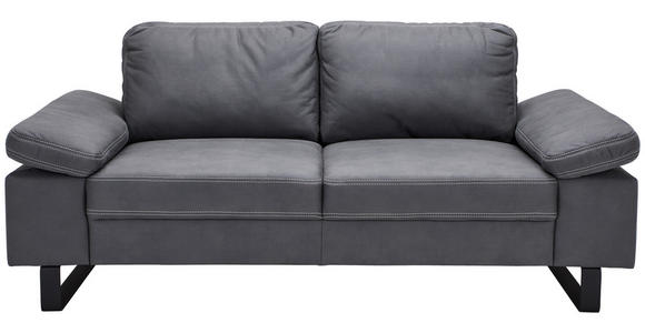 2-SITZER-SOFA in Mikrofaser Grau  - Beige/Schwarz, Design, Textil/Metall (194/86/97cm) - Hom`in