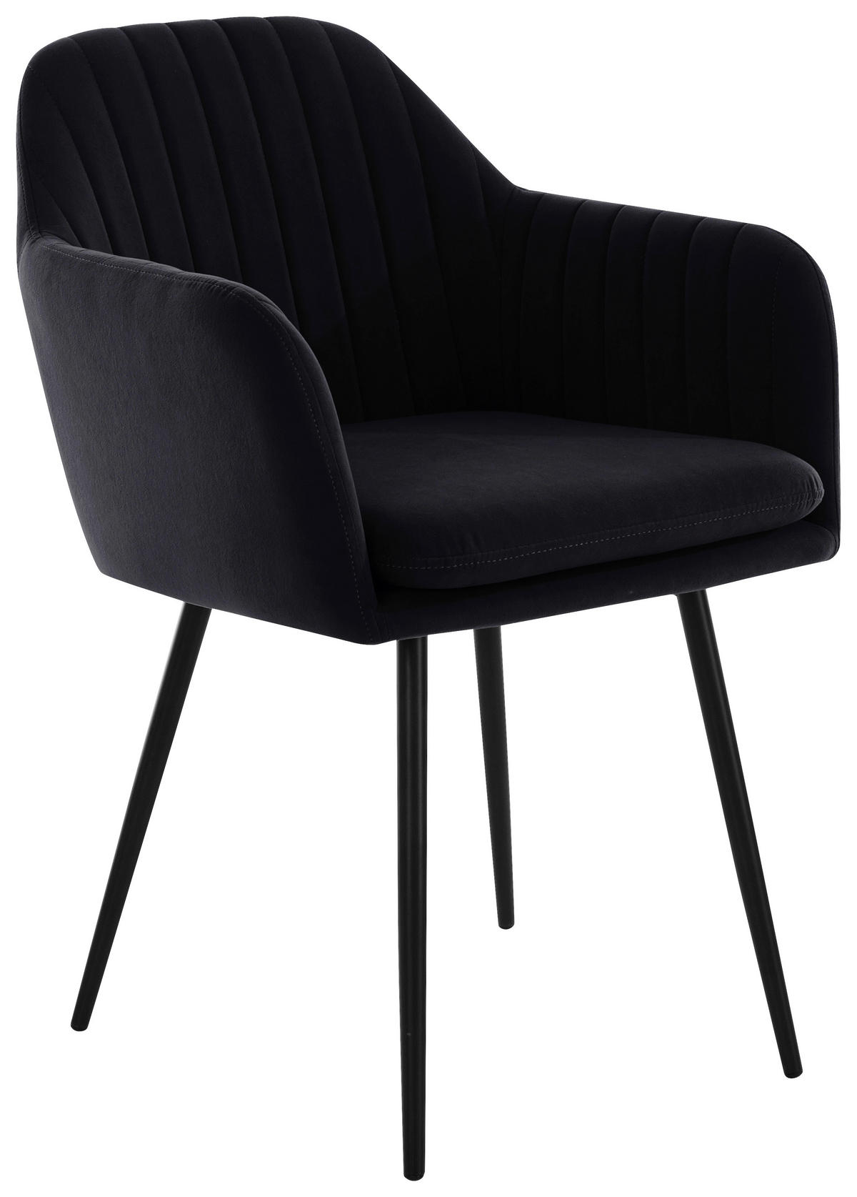 ARMLEHNSTUHL-SET 2 Stück  in Stahl Samt, Velours  - Schwarz, MODERN, Textil/Metall (59/84/66cm) - MID.YOU