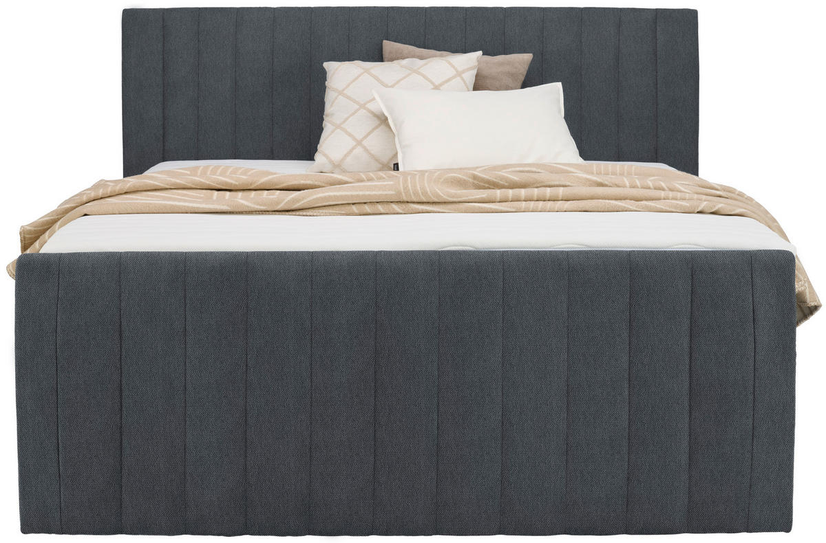 BOXSPRINGBETT 160/200 cm  in Dunkelgrau  - Dunkelgrau/Schwarz, KONVENTIONELL, Kunststoff/Textil (160/200cm) - Boxxx