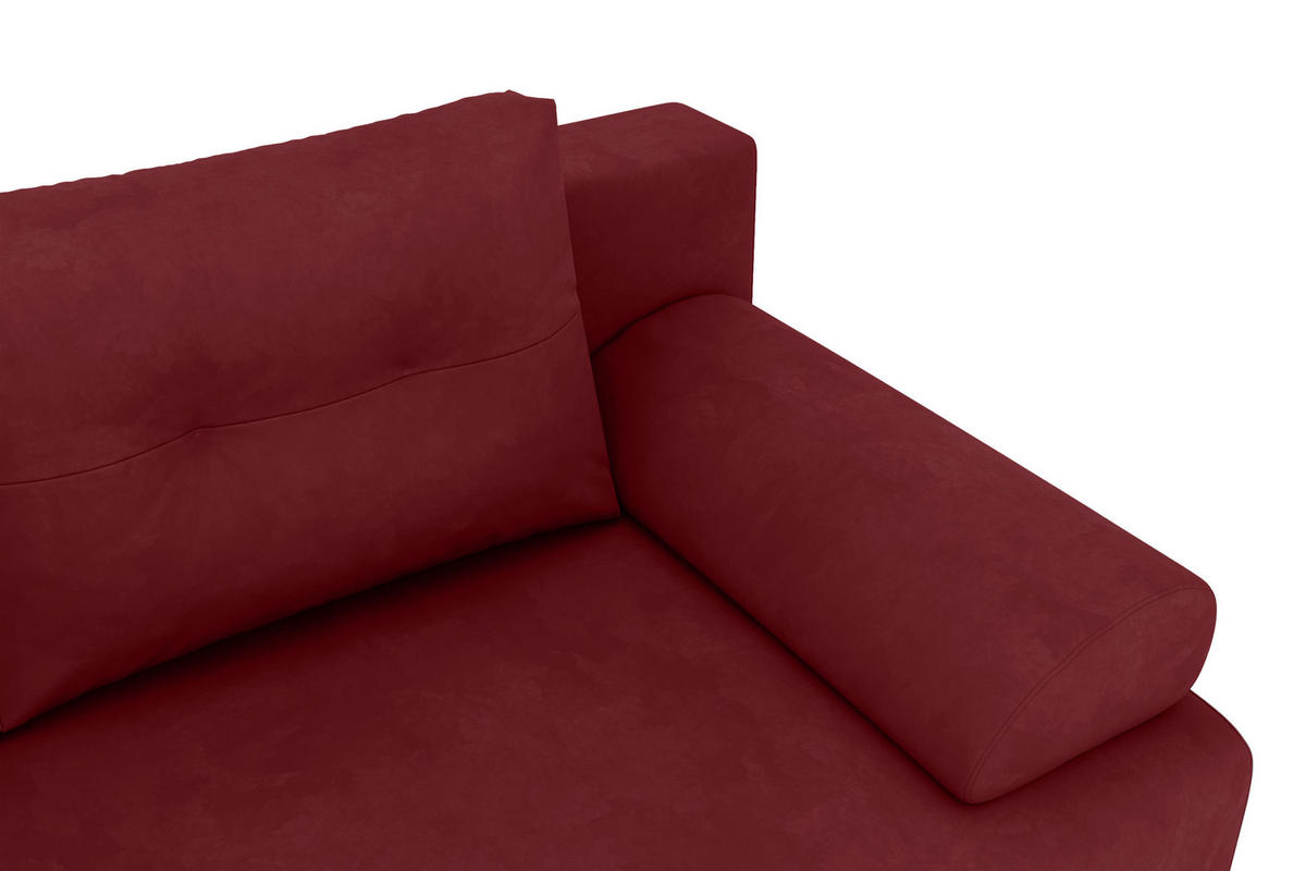 SCHLAFSOFA  mit Liegefunktion Velours Weinrot  - Weinrot/Schwarz, KONVENTIONELL, Textil/Metall (200/98/90cm) - Carryhome