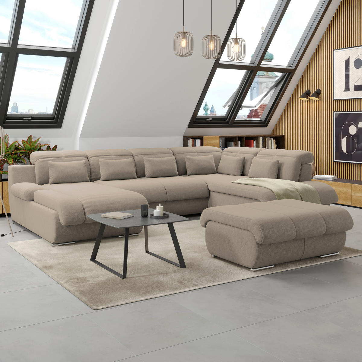 HOCKER Textil Braun  - Chromfarben/Braun, Modern, Textil/Metall (100/43/80cm) - Livetastic