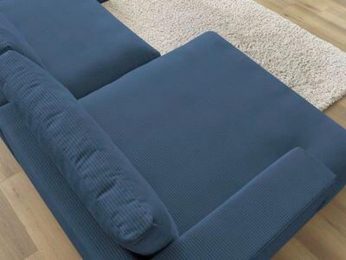 WOHNLANDSCHAFT LEONARD Dunkelblau Cord  - Schwarz/Dunkelblau, MODERN, Kunststoff/Textil (159/404/159cm)