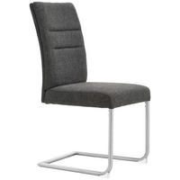 SZÁNKÓTALPAS SZÉK fém, textil nemesacélszínű, sötétszürke  - nemesacélszínű/sötétszürke, Design, textil/fém (48/98/63cm) - Novel