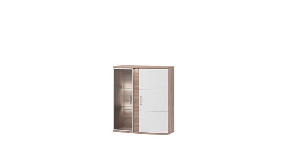 HÄNGEVITRINE in Weiß, Eichefarben - Eichefarben/Alufarben, Design, Glas/Holzwerkstoff (95,3/110,6/40,4cm) - Xora