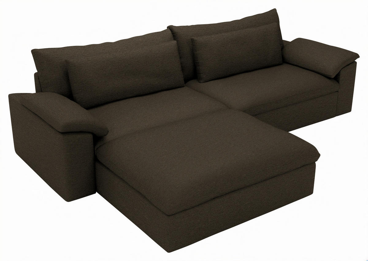 ECKSOFA Flachgewebe Schlammfarben  - Schlammfarben/Schwarz, Modern, Kunststoff/Textil (198/306cm) - Carryhome
