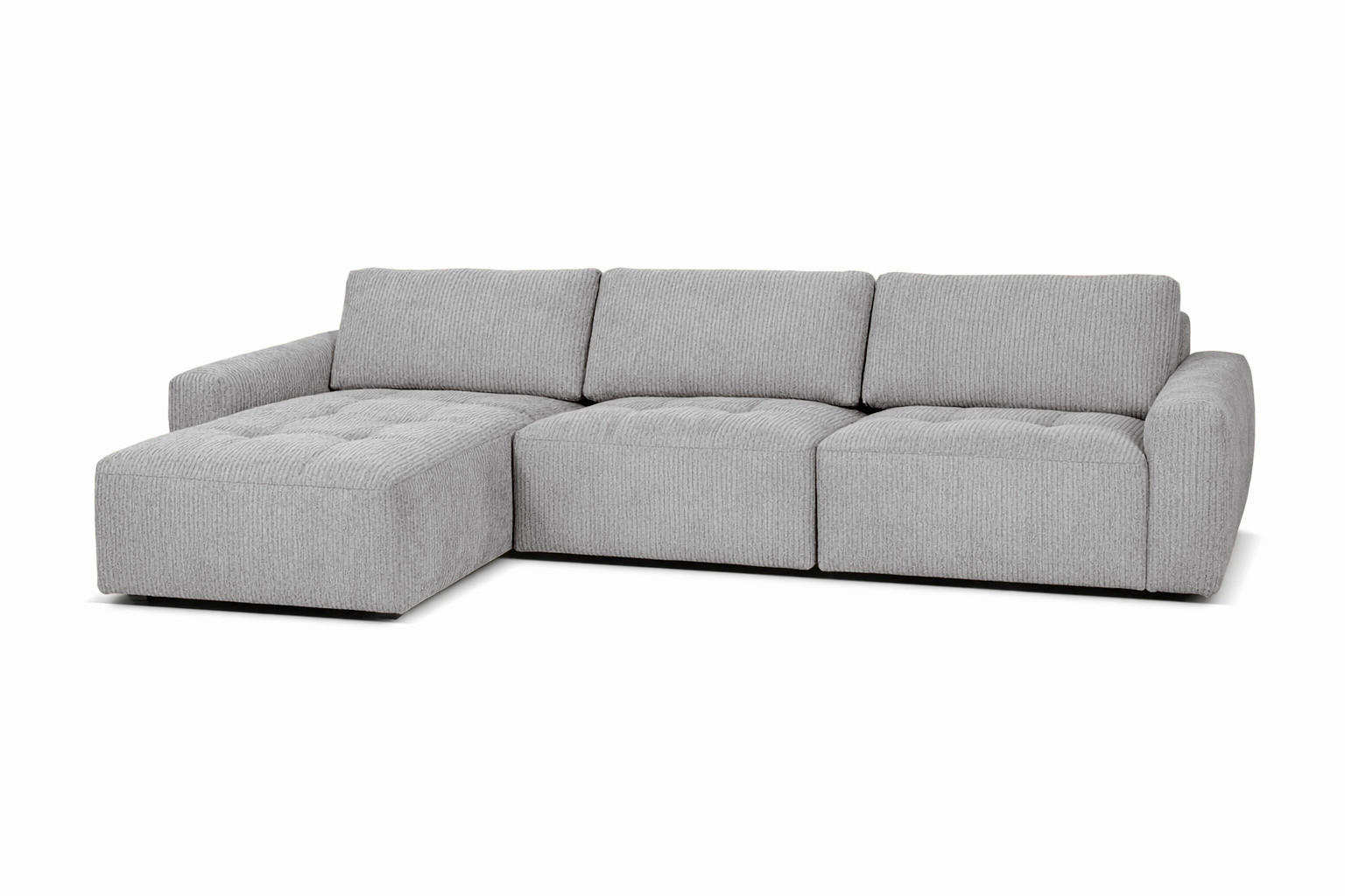 ECKSOFA MAZA Hellgrau Cord  - Hellgrau/Schwarz, Design, Textil (179/316cm) - Livetastic