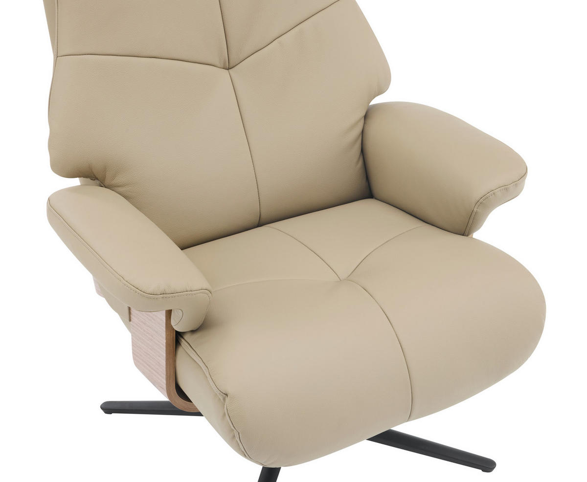 RELAXSESSELSET in Holz, Textil, Leder Taupe  - Taupe/Schwarz, Design, Leder/Holz (78/111/81cm) - Livetastic