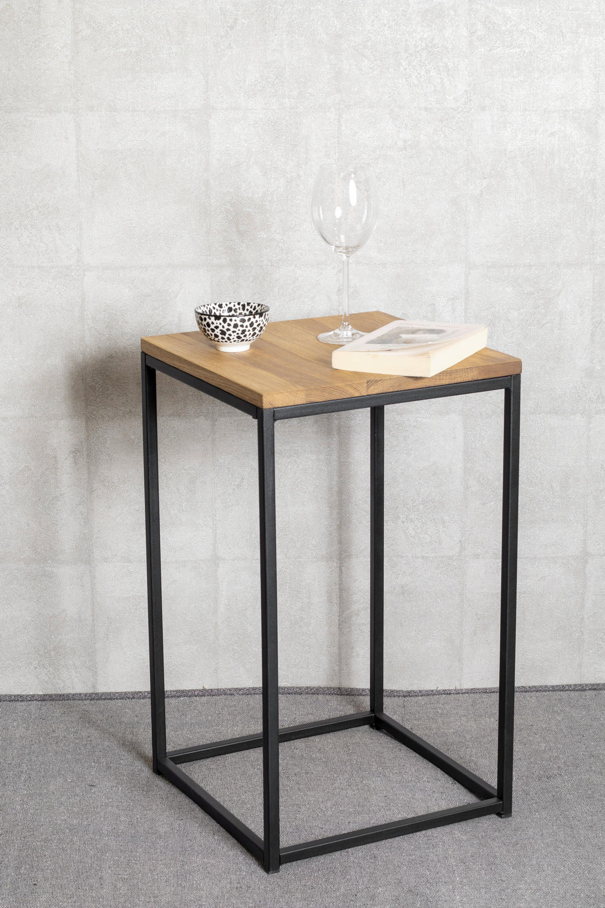 BEISTELLTISCH in Holz, Metall 35/35/60 cm  - Eichefarben/Schwarz, Design, Holz/Metall (35/35/60cm)