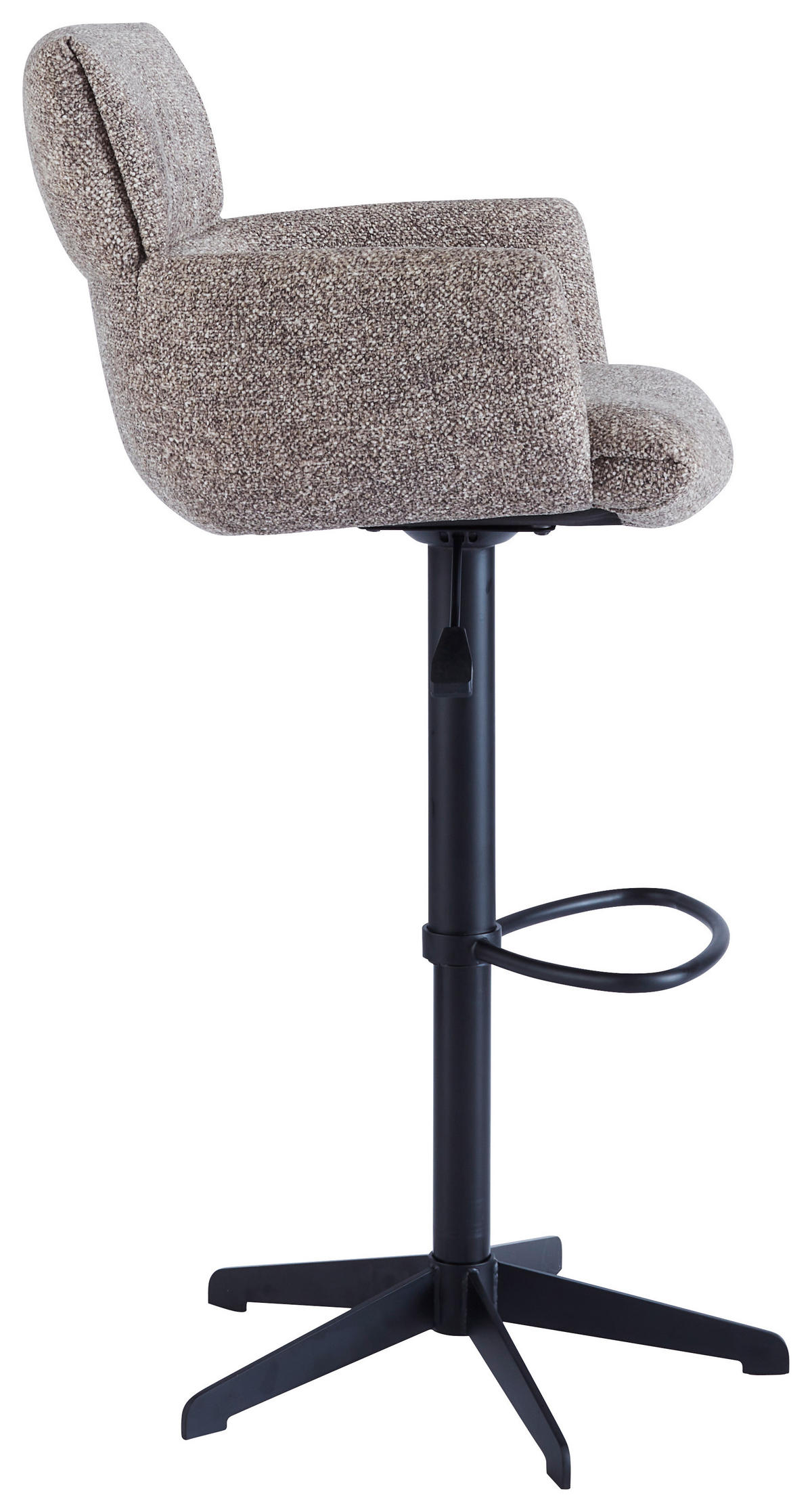 BARHOCKER Leinenoptik Cappuccino Eisen Sitzfläche 360° drehbar, automatische Rückholfunktion  - Schwarz/Cappuccino, Design, Textil/Metall (58/88-112/58cm) - Dieter Knoll