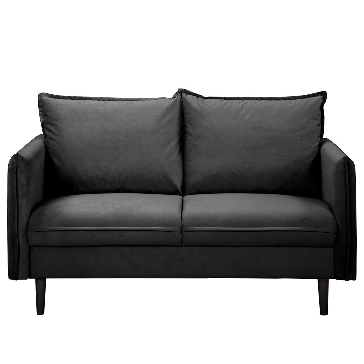2-SITZER-SOFA Samt Schwarz  - Schwarz, Design, Holz/Textil (138/86/100cm) - P & B