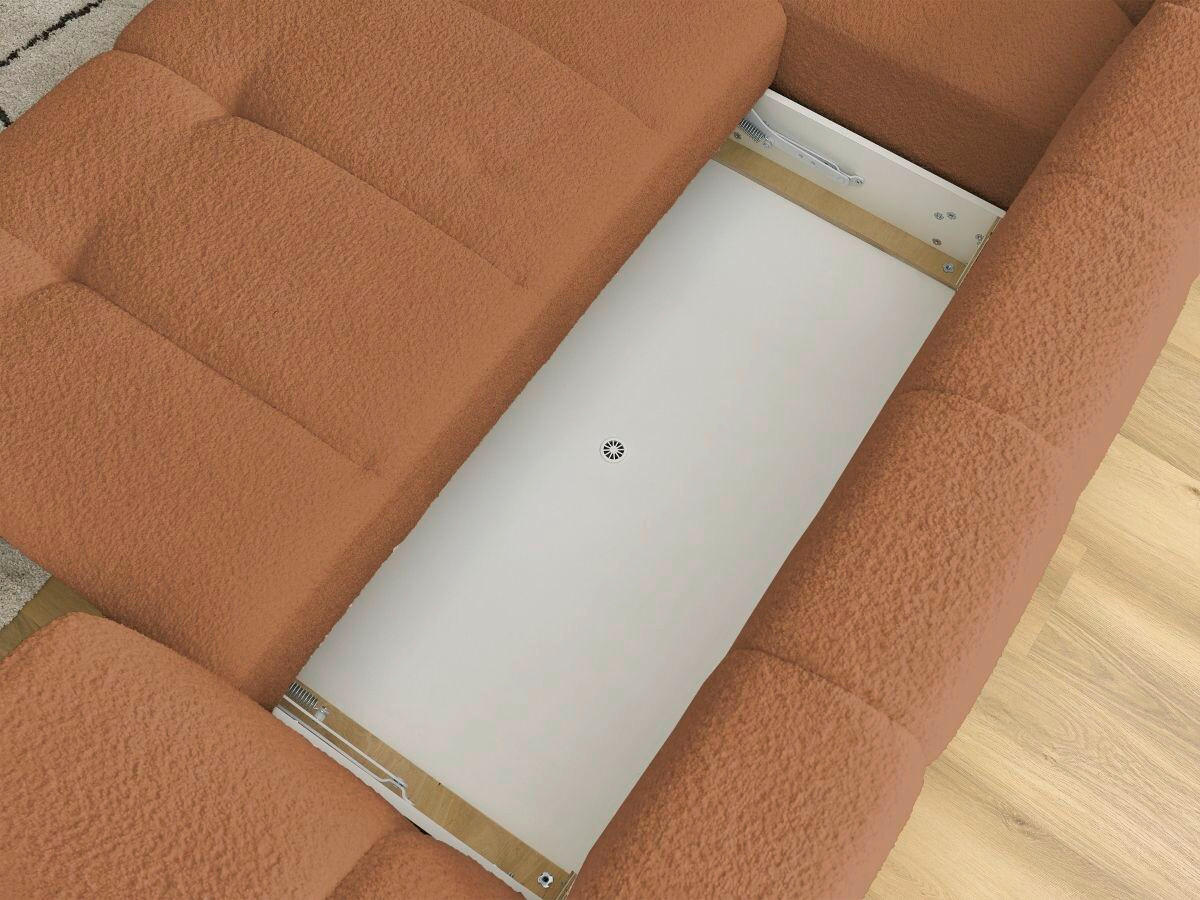 ECKSCHLAFSOFA EVEREST Bouclé Orange  inkl. Rückenkissen, Schlaffunktion  - Schwarz/Orange, MODERN, Kunststoff/Textil (204/282cm)