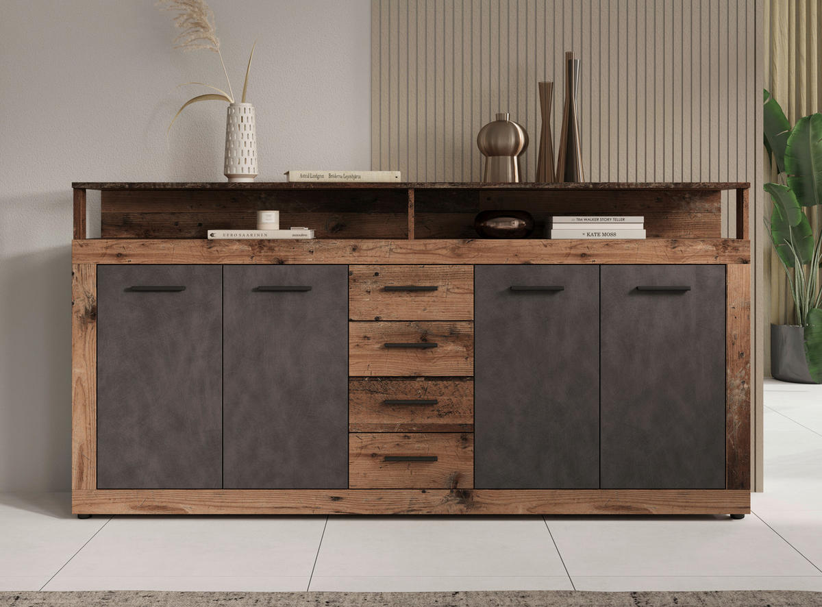 SIDEBOARD  in 190/96/32 cm  - Alteiche/Anthrazit, Design, Holzwerkstoff/Kunststoff (190/96/32cm) - MID.YOU