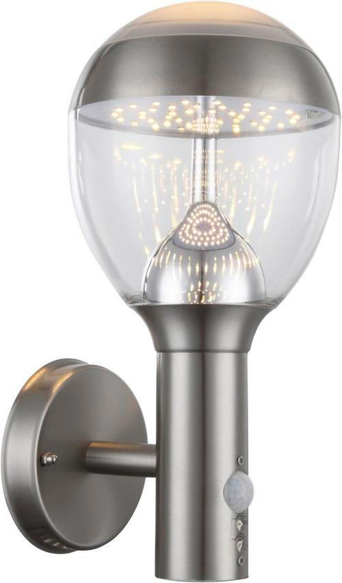 AUßENWANDLEUCHTE Callisto 15/17,5/32 cm   - Klar/Silberfarben, Basics, Kunststoff/Metall (15/17,5/32cm) - Globo