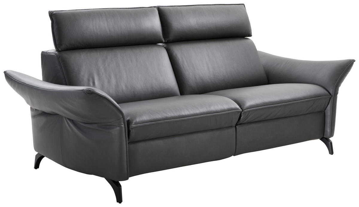 2,5-SITZER Echtleder Dunkelgrau  - Dunkelgrau/Anthrazit, Design, Leder/Metall (194/92/95cm) - Himolla