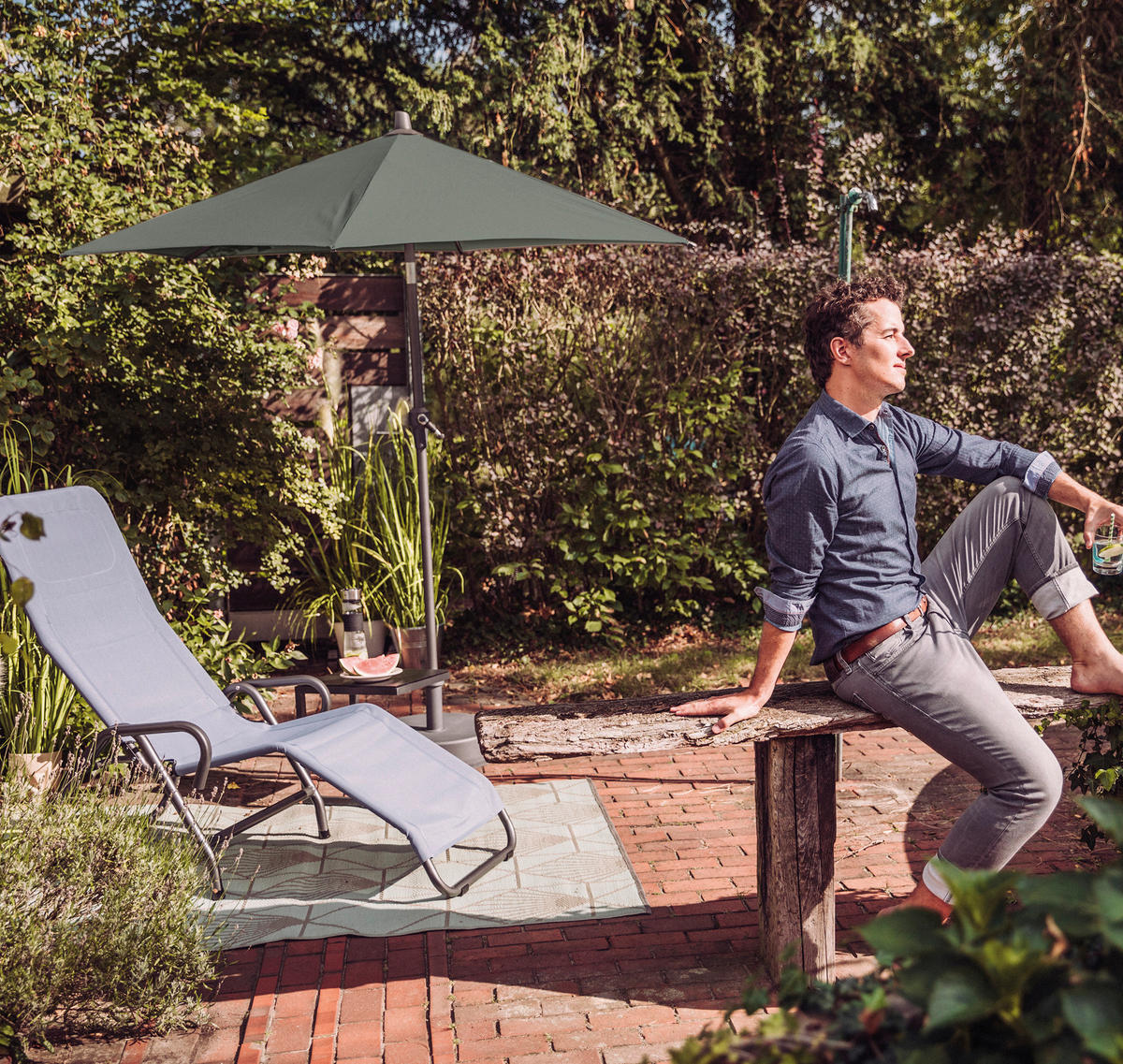 SONNENSCHIRM 250 cm  - Anthrazit/Olivgrün, KONVENTIONELL, Textil/Metall (250/250cm) - Siena Garden