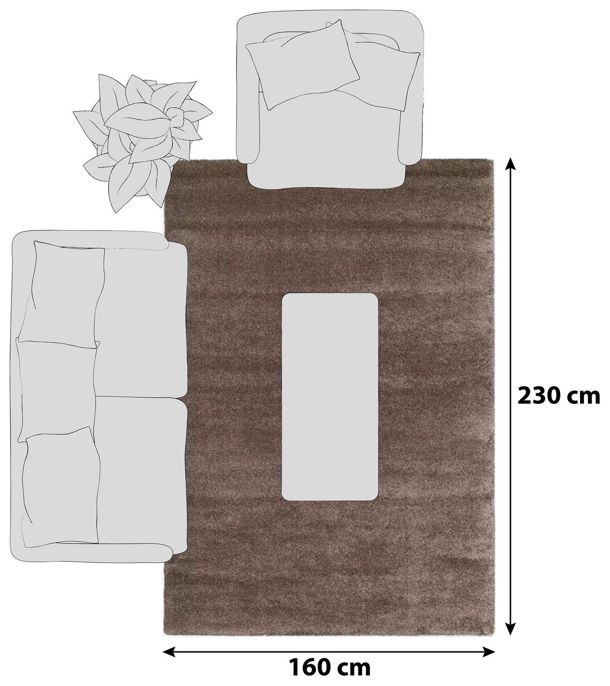 HOCHFLORTEPPICH 160/230 cm Bellevue Braun  - Braun, Basics, Textil (160/230cm) - Novel