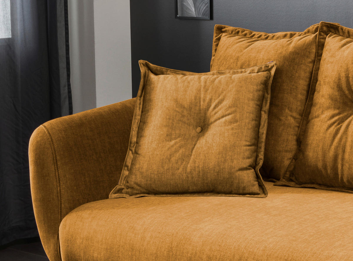 3-SITZER-SOFA in Velours Gelb  - Gelb/Schwarz, MODERN, Holz/Textil (236/94/103cm) - Livetastic
