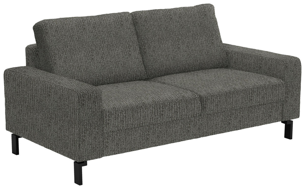 2-SITZER-SOFA in Flachgewebe Graubraun  - Graubraun/Schwarz, Design, Textil/Metall (178/86/97cm) - Hom`in