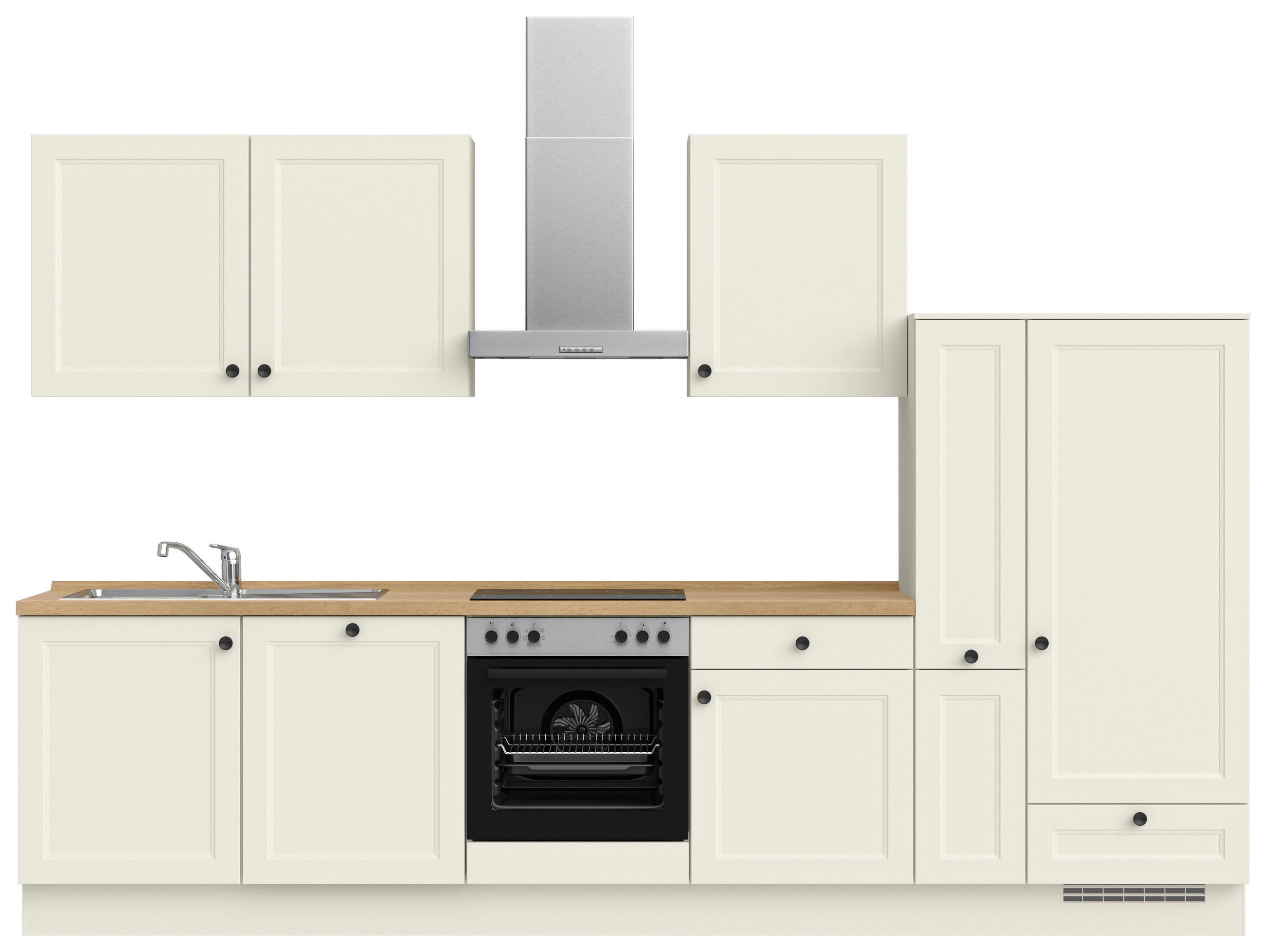 KÜCHENBLOCK 330 cm   in Weiß, Eichefarben  - Eichefarben/Schwarz, MODERN, Holzwerkstoff/Metall (330cm) - Nobilia