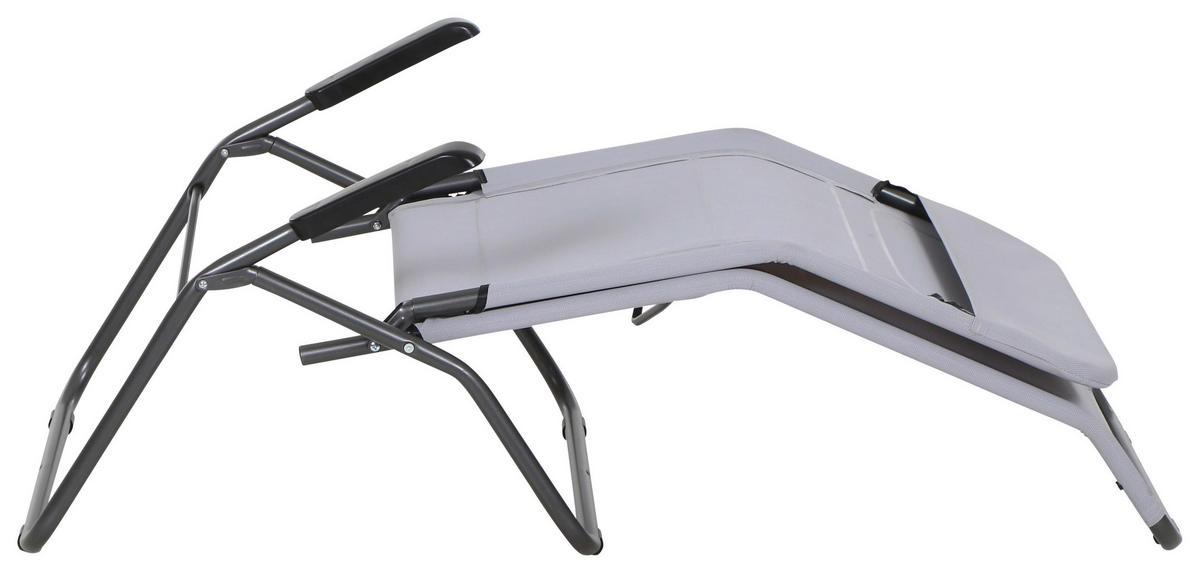 GARTENLIEGE 72,5/103,5/144 cm  - Anthrazit/Hellgrau, MODERN, Textil/Metall (72,5/103,5/144cm) - Siena Garden