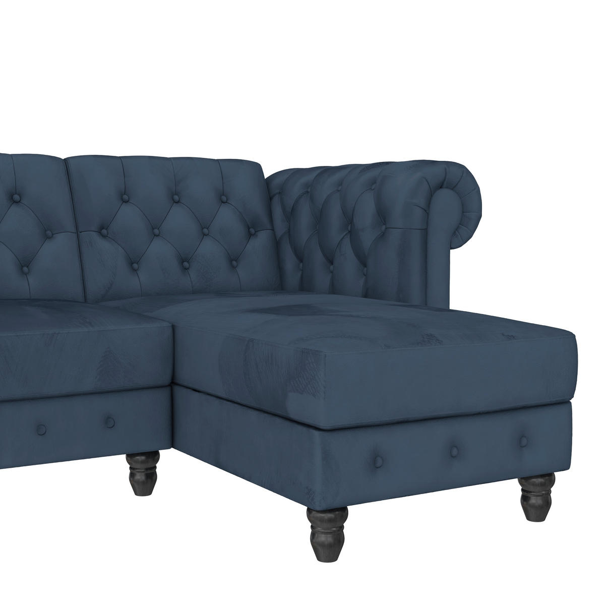 ECKSOFA FIRENZE in Velours Blau  - Blau/Schwarz, Basics, Holz/Textil (241/154cm) - Livetastic