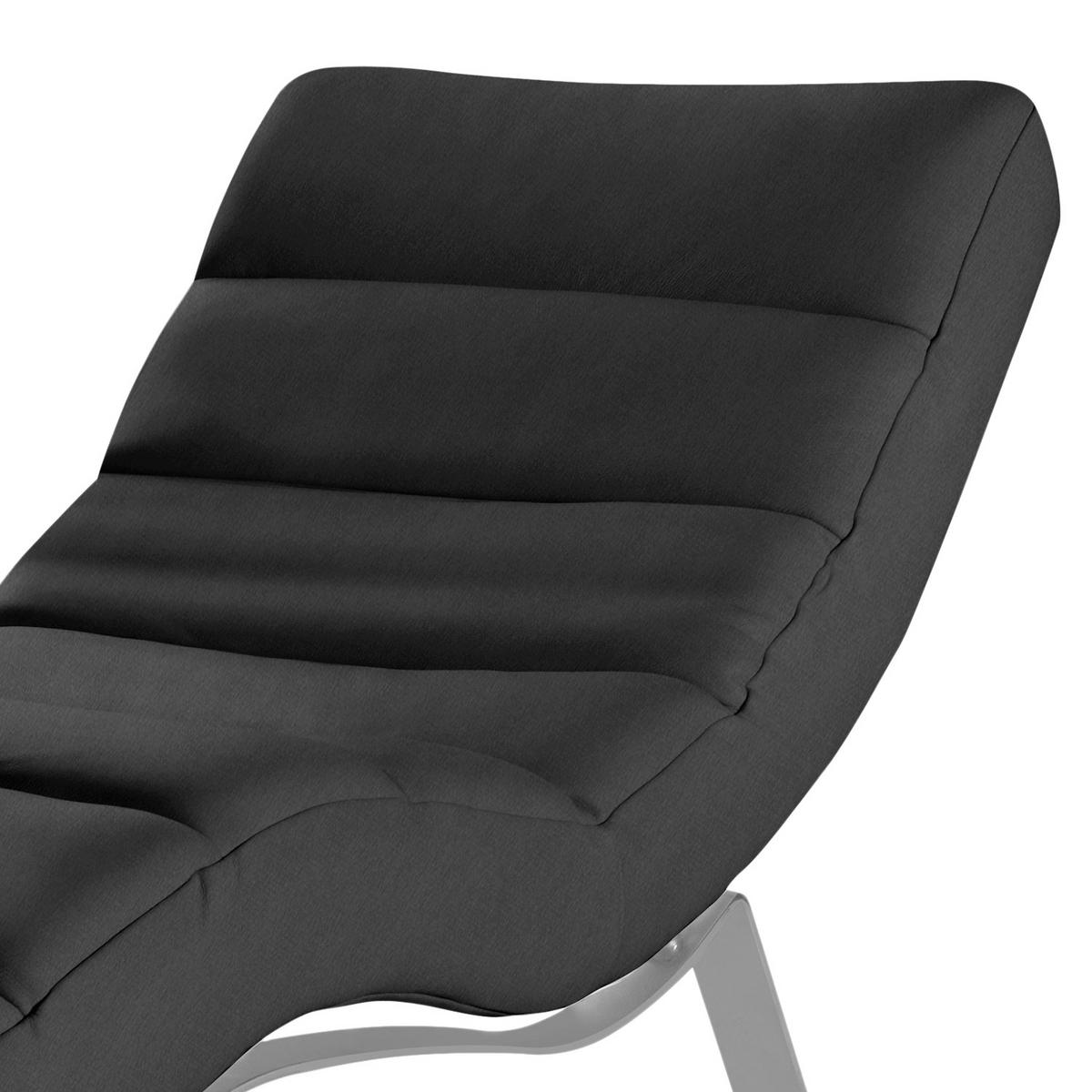 RELAXLIEGE SWING Mikrofaser Schwarz  - Silberfarben/Schwarz, Design, Textil/Metall (65/65-95/171cm) - Livetastic