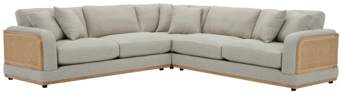ECKSOFA WIENER GEFLECHT Beige, Creme Flachgewebe  - Beige/Creme, LIFESTYLE, Holz/Kunststoff (294/294cm) - Livetastic
