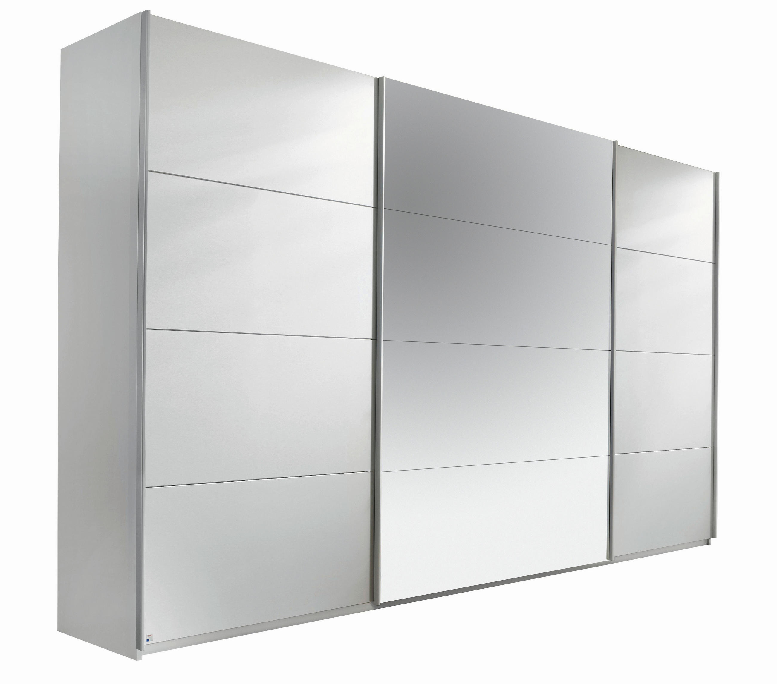 SCHWEBETÜRENSCHRANK  in Weiß  - Alufarben/Weiß, Design, Glas/Holzwerkstoff (315/210/62cm) - Xora