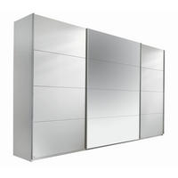 GARDEROB MED SKJUTDÖRRAR 315/210/62 cm 3-dörrar - vit/aluminiumfärg, Design, metall/trämaterial (315/210/62cm) - Xora