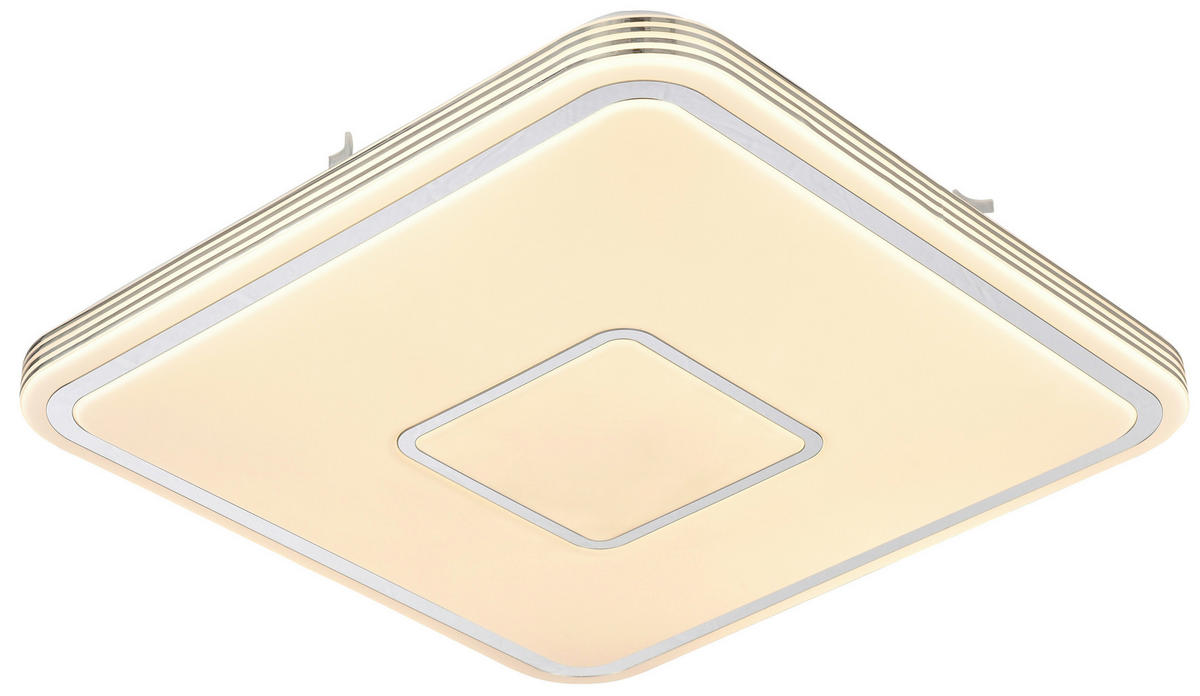 LED-DECKENLEUCHTE 43/43/6,5 cm   - Chromfarben/Weiß, LIFESTYLE, Kunststoff/Metall (43/43/6,5cm) - Novel