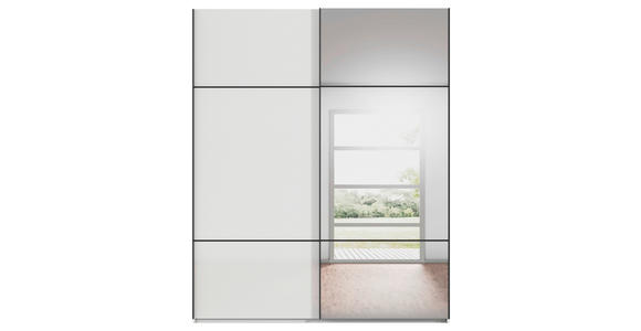 SCHWEBETÜRENSCHRANK 181/223/68 cm 2-türig Weiß  - Schwarz/Weiß, KONVENTIONELL, Glas/Holzwerkstoff (181/223/68cm) - Novel