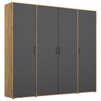 DREHTÜRENSCHRANK 187/194/53 cm,  in Grau, Eiche Artisan, 4 Tür(en)  - Eiche Artisan/Grau, MODERN, Holzwerkstoff/Kunststoff (187/194/53cm) - Rauch Möbel