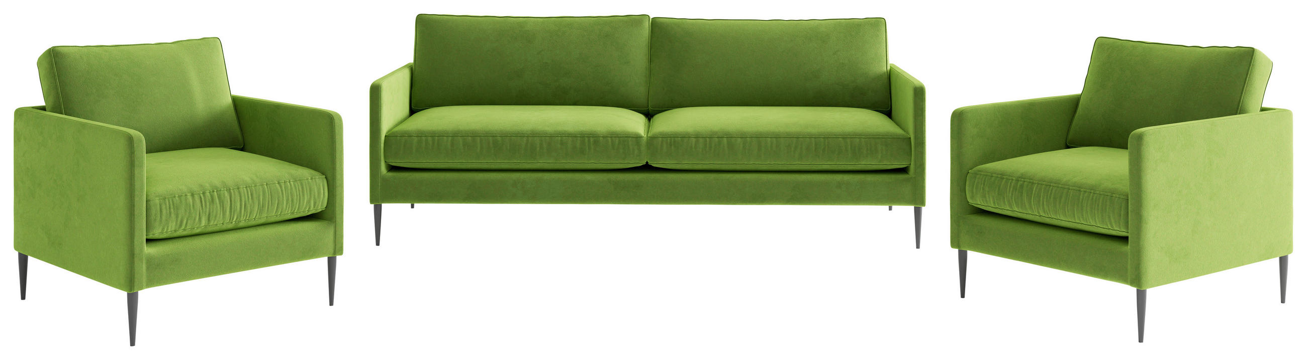 SITZGARNITUR in Flachgewebe Grün  - Edelstahlfarben/Grün, Design, Textil/Metall (210/80/84cm) - Livetastic