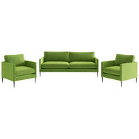 SITZGARNITUR in Flachgewebe Grün  - Edelstahlfarben/Grün, Design, Textil/Metall (210/80/84cm) - Livetastic