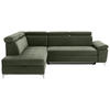 ECKSOFA Olivgrün Mikrofaser  - Chromfarben/Olivgrün, KONVENTIONELL, Textil/Metall (206/271cm) - Carryhome