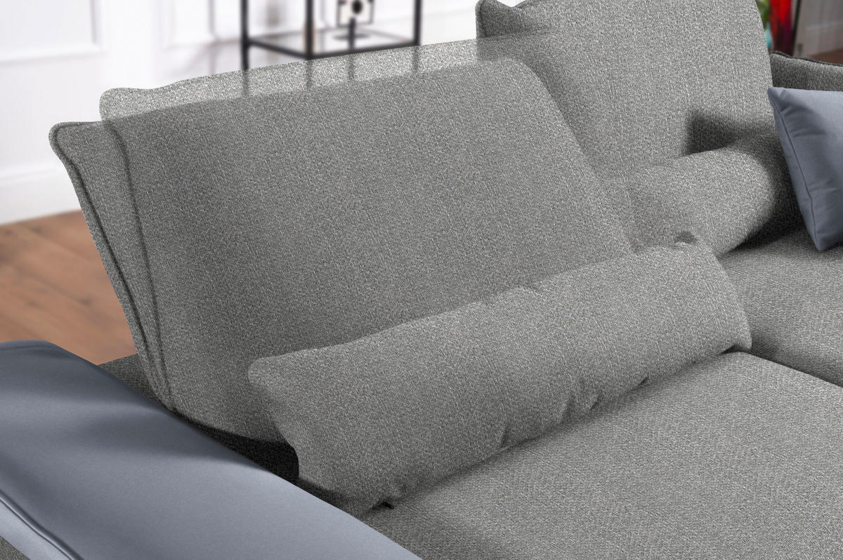 ECKSOFA in Flachgewebe Hellgrau  - Hellgrau/Schwarz, Design, Textil/Metall (191/273cm) - Moderano