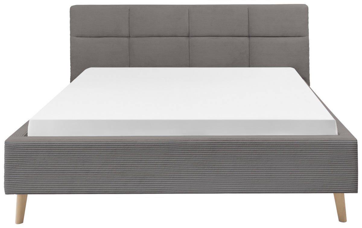 POLSTERBETT 180/200 cm,  in Grau,  - Eichefarben/Grau, KONVENTIONELL, Holz/Textil (180/200cm) - SetOne by Musterring