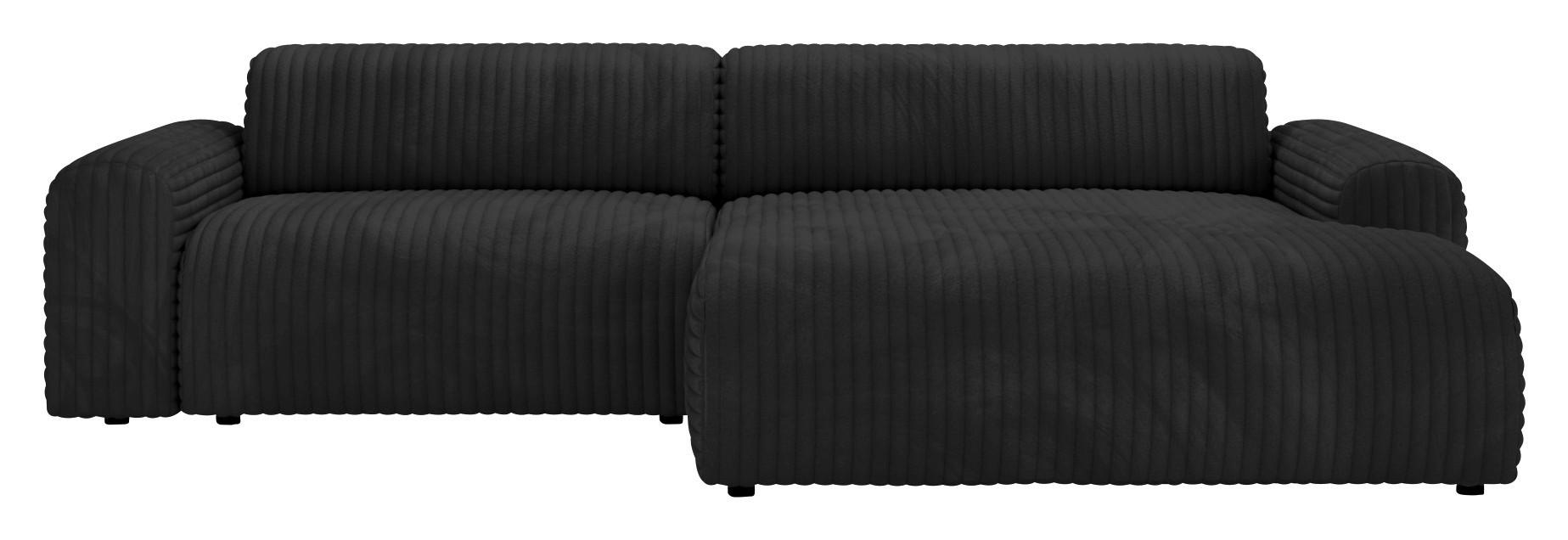 ECKSOFA in Cord Schwarz  - Schwarz, Design, Kunststoff/Textil (292/178cm) - Livetastic