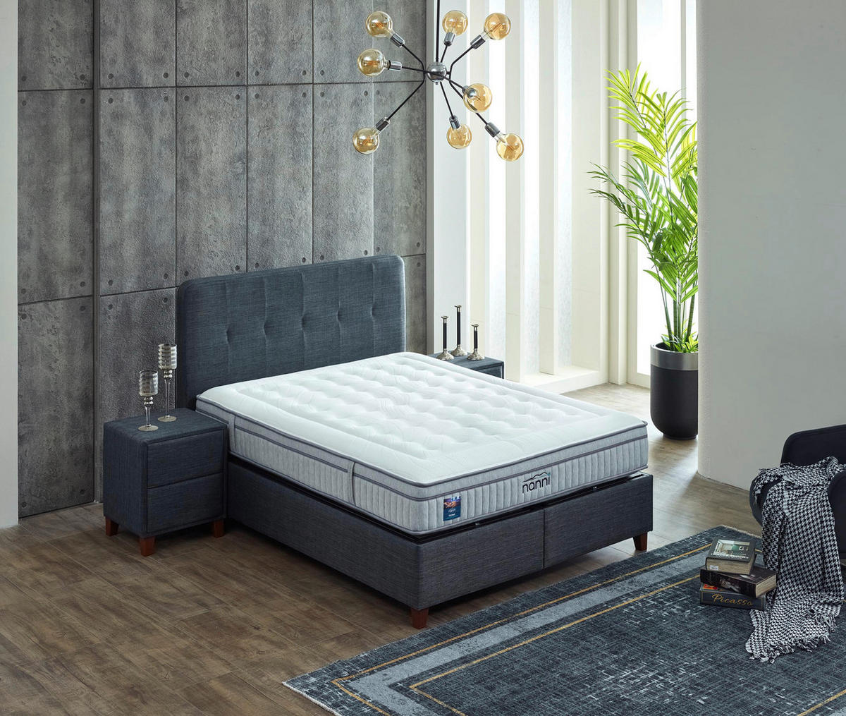 TÁSKARUGÓS MATRAC 90/200 cm  - fehér/szürke, Basics, textil (90/200cm) - Novel