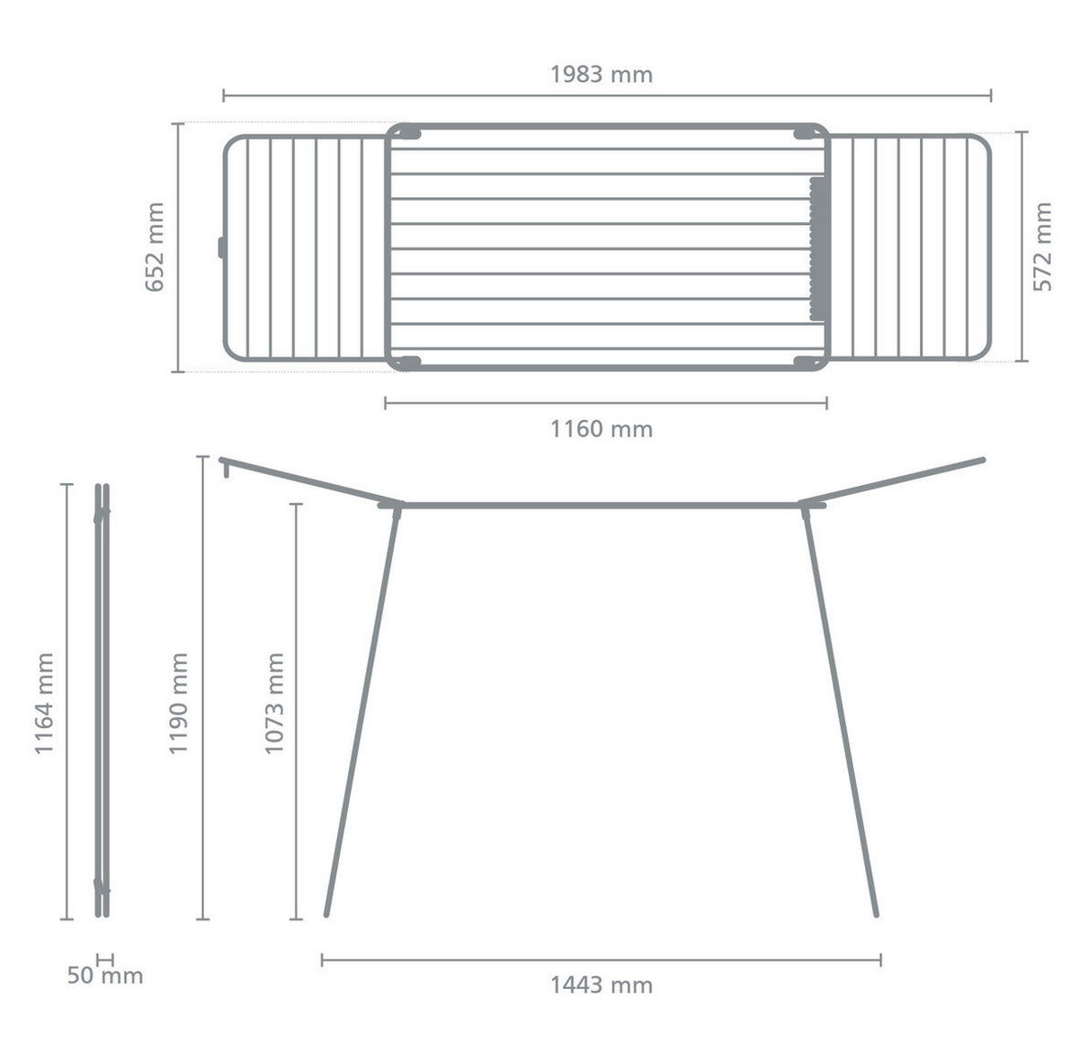 ŽICA ZA SUŠENJE VEŠA - bela, Osnovno, metal (58,8/116,4/5cm) - Brabantia