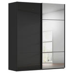 SCHWEBETÜRENSCHRANK 201/223/68 cm 2-türig Schwarz  - Schwarz, KONVENTIONELL, Glas/Holzwerkstoff (201/223/68cm) - Novel