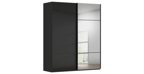 SCHWEBETÜRENSCHRANK 181/223/68 cm 2-türig Schwarz  - Schwarz, KONVENTIONELL, Glas/Holzwerkstoff (181/223/68cm) - Novel