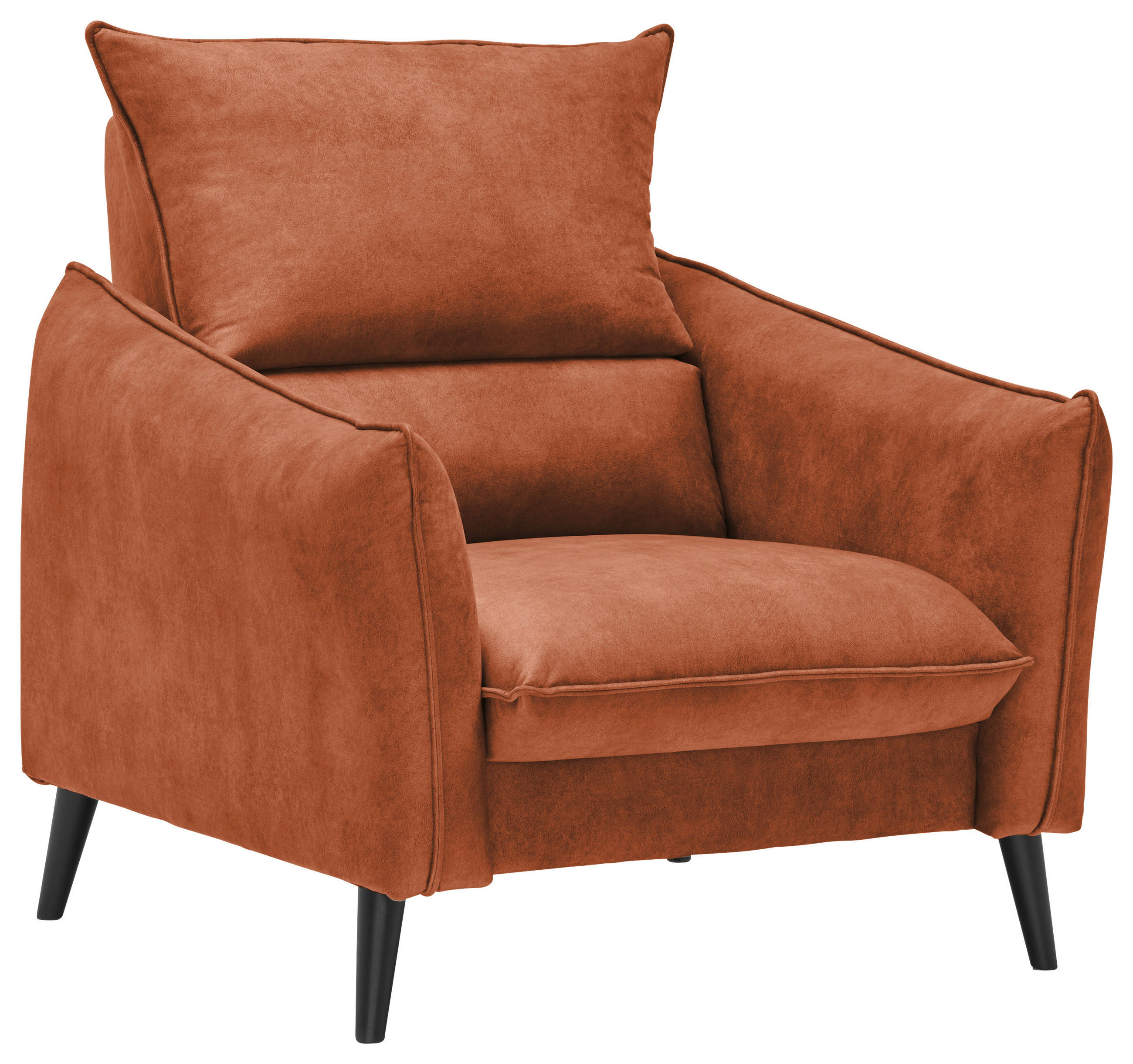 SESSEL in Velours Rostfarben - Rostfarben/Schwarz, Design, Holz/Textil (96/98/100cm) - Carryhome